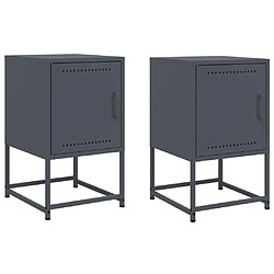 Decoshop26 Lot de 2 tables de chevet - Anthracite