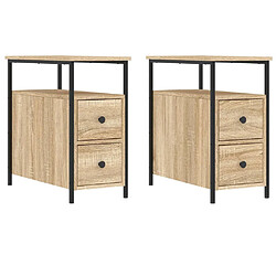 Decoshop26 Lot de 2 tables de chevet - Chêne