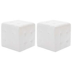 Decoshop26 Lot de 2 poufs tabourets repose-pieds - Blanc