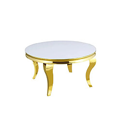 Homy france Table basse ronde baroque - Blanc
