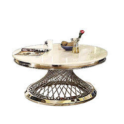 Homy France Table basse Deluxe Chrome plateau en verre marbré d100 cm