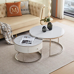 Homy france lot 2 tables basses gigognes avec tiroir - Chrome