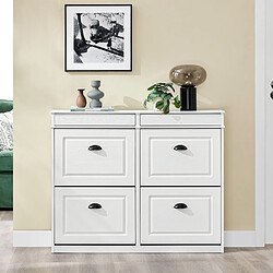 SoBuy Meuble à Chaussures FSR79-WG Blanc 103×23×82cm