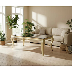 Homy France Table basse BAROQUE Gold 120x60x45 cm – Plateau Noir