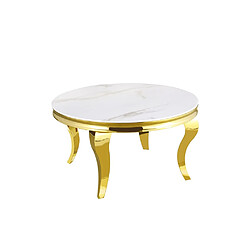 Homy france table basse ronde baroque - Marbré blanc