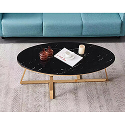 Homy France Table basse ovale GAMMA plateau Granite 120x60 cm