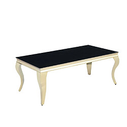 Homy France Table basse BAROQUE Gold 120x60x45 cm – Plateau Noir