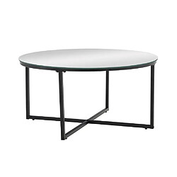Homy France Table basse ronde LORIE métal noir plateau en verre D90 cm
