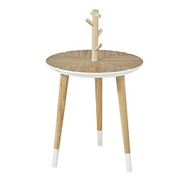 SoBuy Table d'appoint ronde café avec support à tasses et 3 pieds blanche