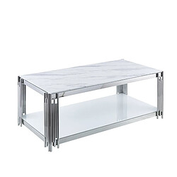 Homy France Table Basse FLUTE Chrome et plateau en verre 120x60x45 cm