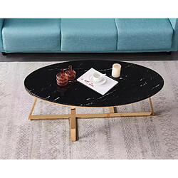 Homy france Table basse ovale granite - Gold