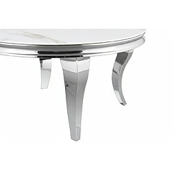 Homy france Table basse ronde baroque - Marbré blanc pas cher