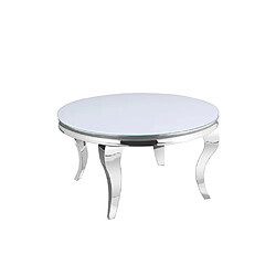 Homy france Table basse ronde baroque - Blanc