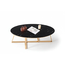 Homy france Table basse ovale granite - Gold
