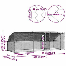 vidaXL Cage à poules 3 pcs Argenté 600 x 200 x 200 cm Acier galvanisé pas cher