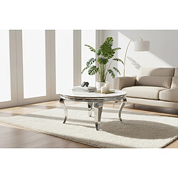 Avis Homy france Table basse ronde baroque - Marbré blanc