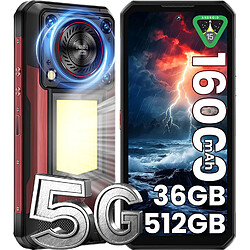 Smartphone Oukitel WP56 Rouge : 6.8" FHD+,12Go+512Go+2To, 16000mAh, Android 15, Dual SIM 5G,NFC, Empreinte digitale, Lampe de Camp, Téléphone Portable-524g