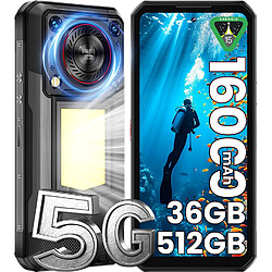 Smartphone Oukitel WP56 Noir : 6.8" FHD+,12Go+512Go+2To, 16000mAh, Android 15, Dual SIM 5G,NFC, Empreinte digitale, Lampe de Camp, Téléphone Portable-524g