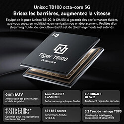 Smartphone Blackview Shark 6 6.88", 24Go 128Go, 5000mAh,13MP+5MP,Empreinte digitale,NFC,Dual SIM 5G Téléphone Portable -211g-Noir