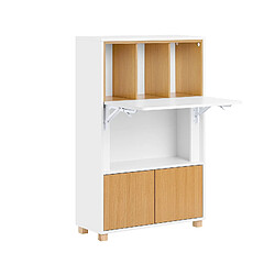 SoBuy Bureau Pliable avec Étagères de Rangement, Blanc, 70x25x108 cm