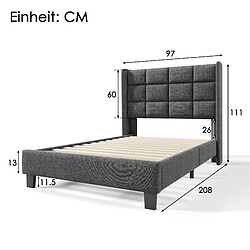 Acheter OKWISH Lit simple 90x200 cm Lit lin - Gris