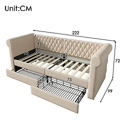 Acheter OKWISH Lit banquette 90x200 cm - Lit simple dossier haut - Beige