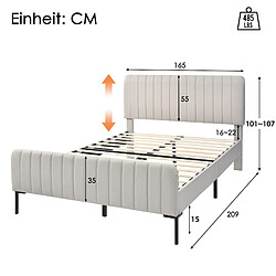Acheter OKWISH Lit double 160x200 cm - Réglable - Gris Beige