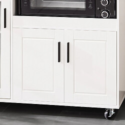 SoBuy FSB78-W Meuble Micro-Ondes Buffet Commode sur roulettes Armoire de Cuisine Multi-Rangement avec 3 Portes, 1 Tiroir, 1 Compartiment pas cher