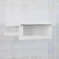 Sobuy Distributeur WC Porte-Papier Mural avec Support Smartphone et Porte-Revues Blanc
