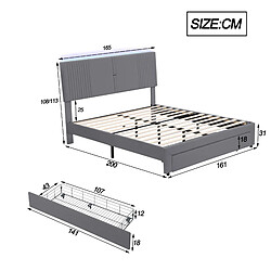 Acheter OKWISH Lit avec rangement 160x200 cm Lit double LED - Gris