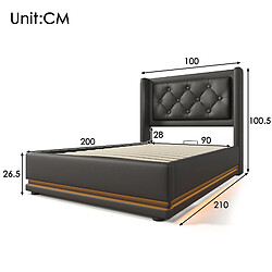 Acheter OKWISH Lit coffre 90x200 cm - Lit rangement - Noir