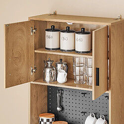 Sobuy Buffet à Tiroir, Panneau Perforé et Niche à Micro-Ondes Style Chêne Vintage pas cher