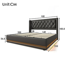 Acheter OKWISH Lit coffre 140x200 cm - Lit LED - Noir
