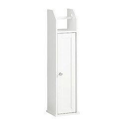 SoBuy Armoire Porte-Papier Toilette avec Support pour Brosse de WC en Bois Blanc