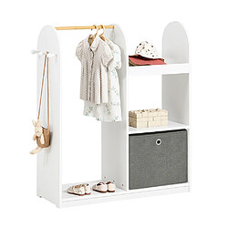 SoBuy Armoire Enfant avec Portant, 3 Étagères, Panier et Crochets Blancs