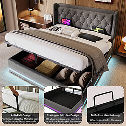 Avis OKWISH Lit coffre 160x200 cm Coton Lit capitonné - Gris