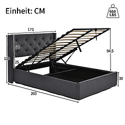 Acheter OKWISH Lit coffre 160 x 200 cm - Lit avec sommier à lattes - Gris