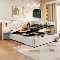 OKWISH Lit coffre 180x200 cm Lit double intégré - Beige