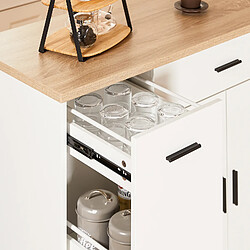 SoBuy FKW126-WN Desserte de Cuisine îlot de Cuisine avec 2 Tiroirs, 2 Portes, Porte-torchon pas cher