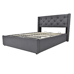 OKWISH Lit coffre 160 x 200 cm - Lit avec sommier à lattes - Gris pas cher