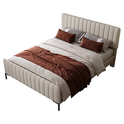 OKWISH Lit double 160x200 cm - Réglable - Gris Beige pas cher