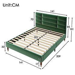 Acheter OKWISH Lit double 140 x 200 cm - Lit avec rangement sous le lit - Vert