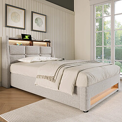 Avis OKWISH Lit coffre 90x200 cm Lit métal - Beige