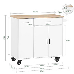 Avis SoBuy FKW126-WN Desserte de Cuisine îlot de Cuisine avec 2 Tiroirs, 2 Portes, Porte-torchon