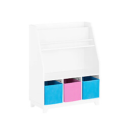 SoBuy KMB34-F Bibliothèque Étagère à Livres Étagère de Rangement Jouets pour Enfants Porte-revues avec Compartiments de Rangement et 3 Paniers