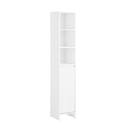 SoBuy Armoire Étroite pour Salle de Bain avec Panier à Linge, Blanc