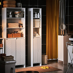 SoBuy Armoire Étroite pour Salle de Bain avec Panier à Linge, Blanc