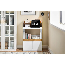 SoBuy Bureau Compact Blanc Naturel avec Étagères et 2 Tiroirs