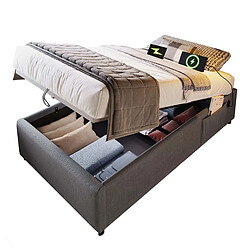OKWISH Lit coffre 90x190 cm - Lit simple - Gris pas cher