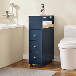 SoBuy BZR195-B Meuble de Rangement Salle de Bain Étroit sur roulettes, Support Papier Toilette